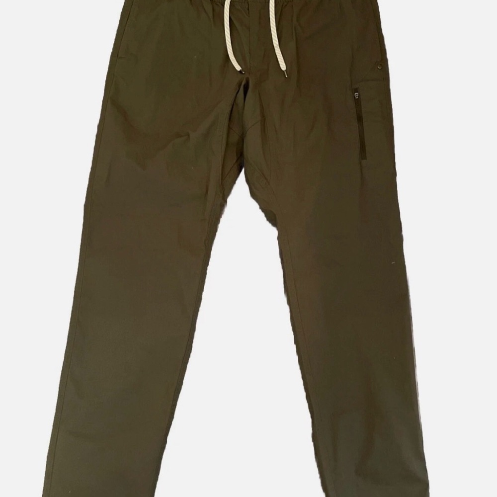 Vuori Ripstop Climber Pants Mens Large Green Drawstring Zip Pocket Relaxed Fit